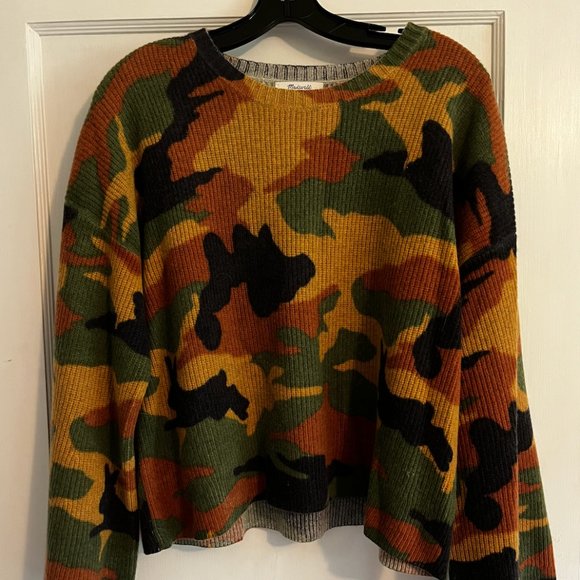Madewell Cottontail Camo Cropped Sweater - Picture 1 of 4